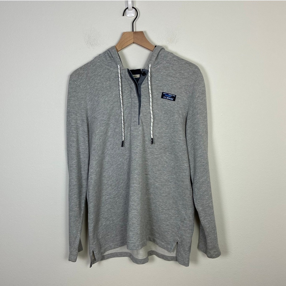L.L.Bean French Terry Hoodie Button Placket Women's L Fall Granola Girl Gorpcore